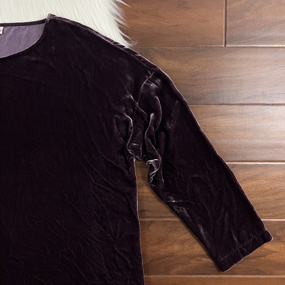 J. Jill Size Medium Fig Velvet‎ Silk Blend Long Sleeve Top - Picture 2 of 8